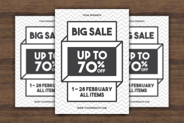 简约文字排版风格促销广告海报设计模板 Big Sale Flyer