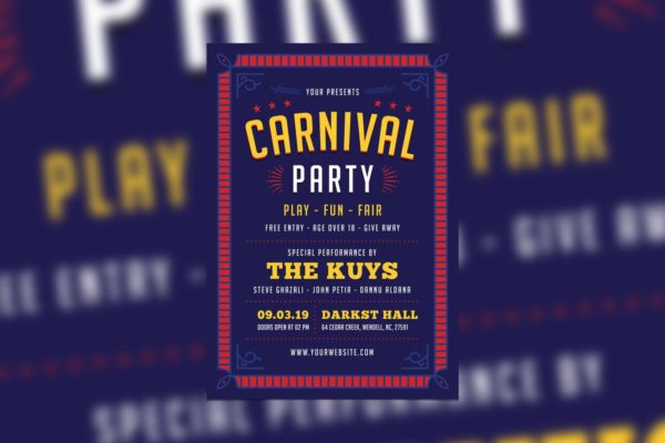 复古设计风格嘉年华活动海报设计模板 Carnival Event Flyer