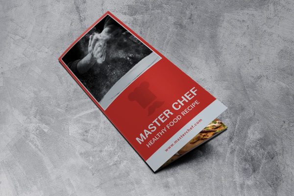 三折页美食主题宣传册传单设计模板 Trifold Food Brochure