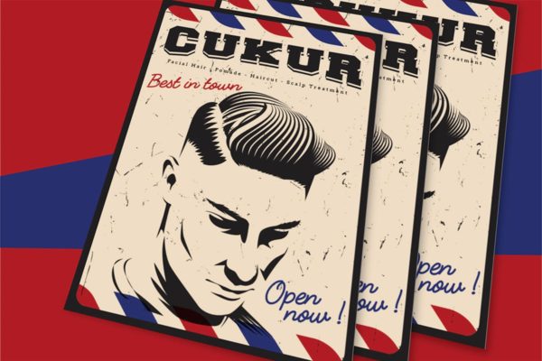 男士发型设计品牌宣传海报模板 Men Hairstyle Flyer