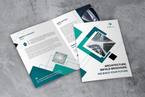 建筑企业/品牌宣传折页传单设计模板 Architerture Bifold future