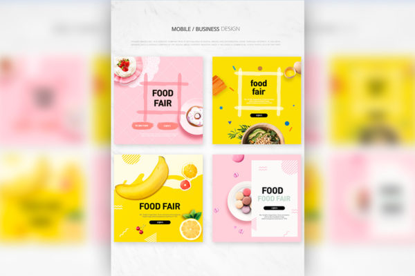 水果/蛋糕/甜品食品商店销售方形设计模板