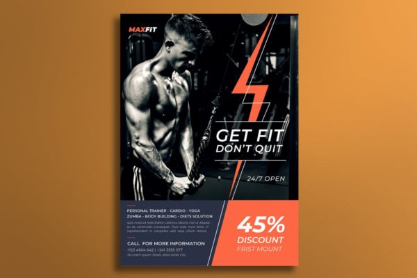 健身俱乐部VIP会员促销活动海报模板 Gym Flyer Template