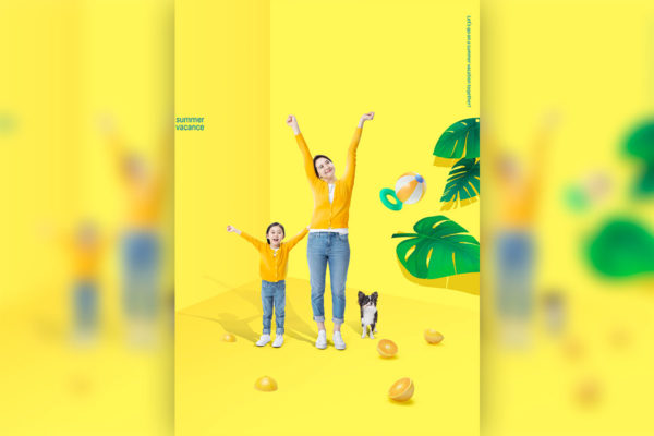 夏季暑假亲子游促销海报传单设计