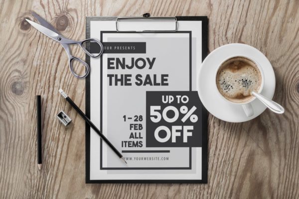 极简主义设计风格品牌促销广告海报模板 Big Sale Flyer