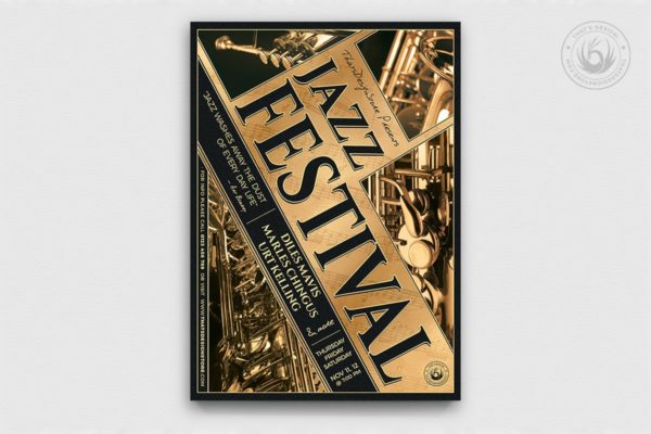 创意爵士音乐演奏会活动海报模板v1 Jazz Festival Flyer Template V1