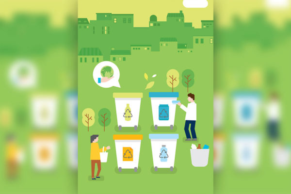 创意卡通绿色环境保护垃圾分类主题公益海报设计