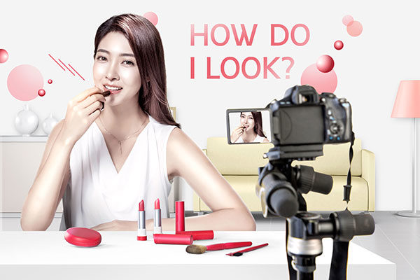 美容化妆直播主题海报设计素材