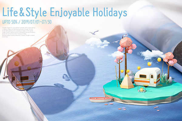 时尚愉快的假期生活宣传海报设计模板