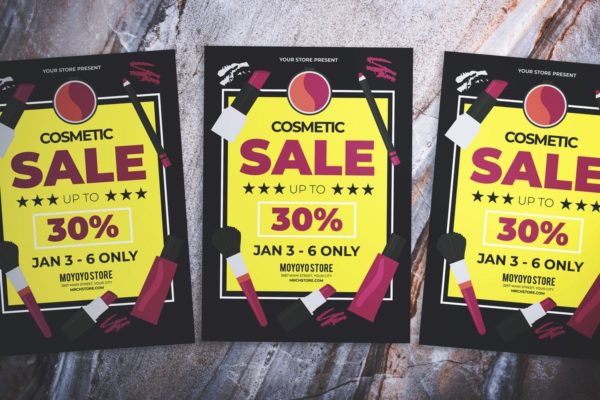 化妆品销售促销广告海报传单设计模板 Cosmetic Sale Flyer