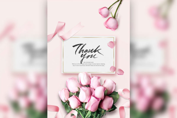 郁金香花卉元素婚礼邀请函海报设计模板