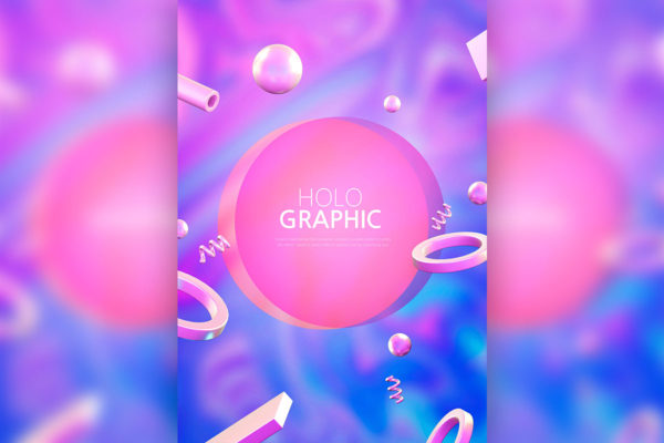 彩色渐变全息科技背景海报设计素材