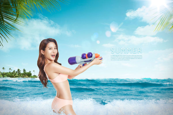 夏季暑假海滩派对活动海报设计模板