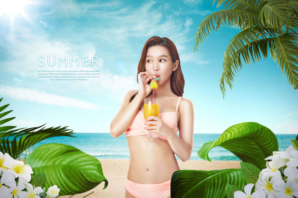 夏日暑假沙滩聚会海报设计素材