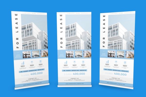 易拉宝商业广告Banner设计模板素材 Roll Banner Properties