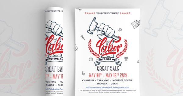 劳动节假日折扣销售海报传单模板04