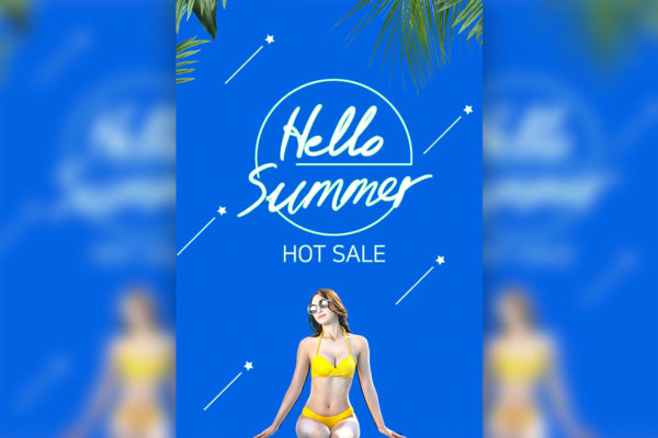 蓝色主题性感比基尼内衣广告销售海报