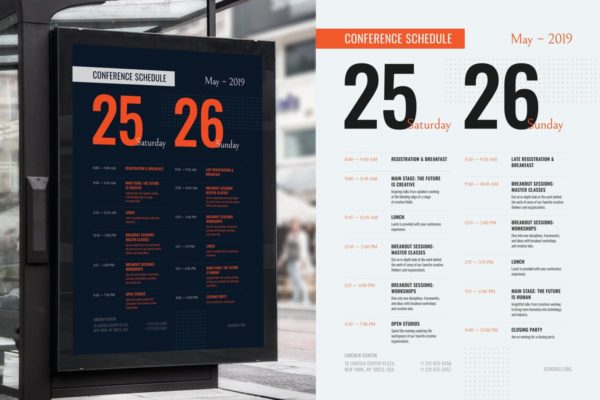 会议日程海报设计模板素材 Conference Schedule Poster Template