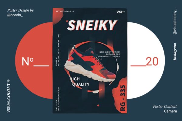 运动鞋单品打折优惠促销海报设计模板 Sneakers Poster
