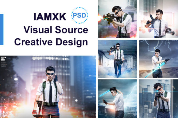 创意战场游戏广告视觉海报模板套装[PSD]