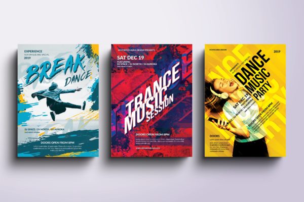 泼墨设计风格活动海报设计模板素材包v2 Party Flyers & Poster Bundle v2