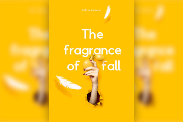 黄色系化妆品香水广告宣传海报模板