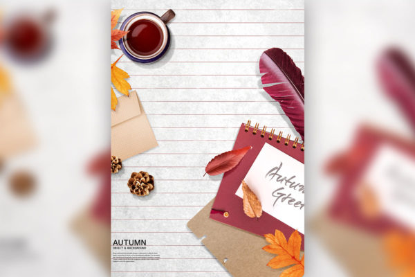 秋季信封信纸海报背景图片psd素材