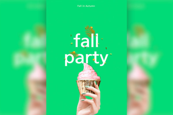 绿色系秋季派对活动邀请传单模板