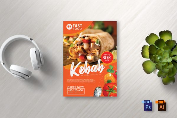汉堡餐厅折扣促销活动海报传单设计模板 Food Flyer Vol 4