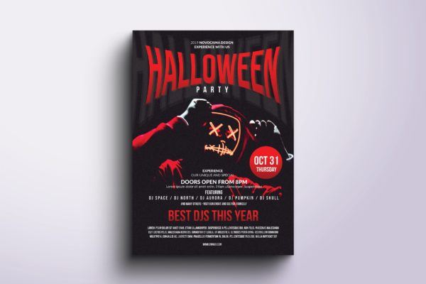 万圣节主题派对活动宣传海报传单设计模板v4 Halloween Party Poster & Flyer v4