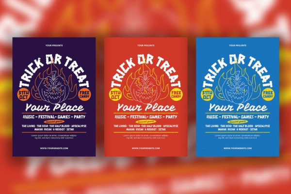 万圣节不给糖就捣蛋主题海报设计模板 Halloween Trick or Treat