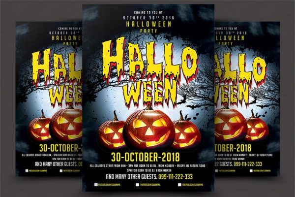 万圣节派对活动宣传单设计素材 Halloween Party Flyer