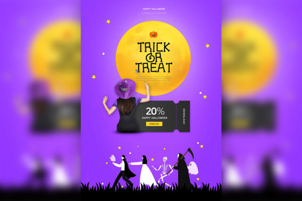 万圣节折扣促销活动宣传海报psd模板