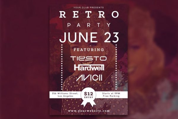 怀旧活动派对传单模板  Retro Party Flyer