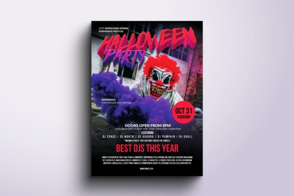 大型万圣节音乐节活动海报传单设计模板v2 Halloween Party Poster & Flyer v2