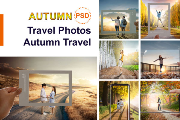 秋天旅行主题海报图片psd套装