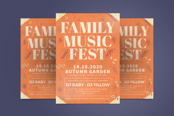 家庭音乐会海报设计模板 Autumn Family Flyer