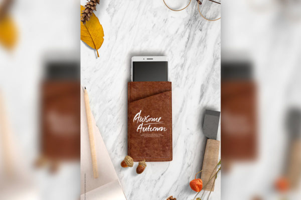 秋季主题多用途大理石背景海报设计模板