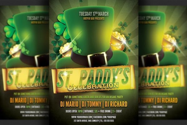酒吧活动或夜总会派对传单模板  Saint Patrick\\\\’s Party Flyer Template