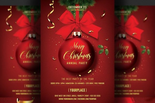 圣诞派对邀请函传单模板 Christmas Invitation Flyer Template