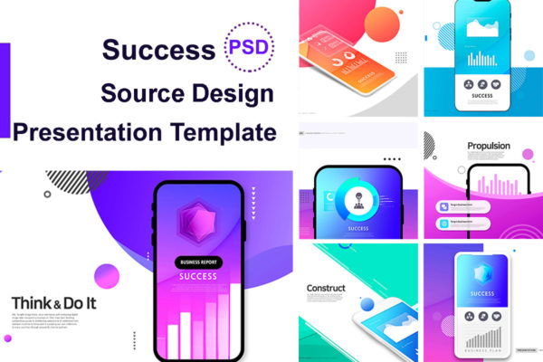 商业主题数据展示/工作计划演示海报模板套装[PSD]