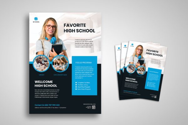 高校招生计划学校海报设计模板 High School Admission Flyer