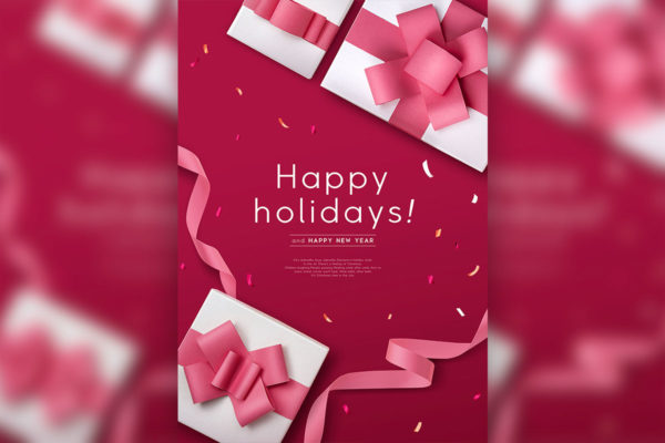 圣诞节日/新年快乐礼品促销活动宣传海报模板