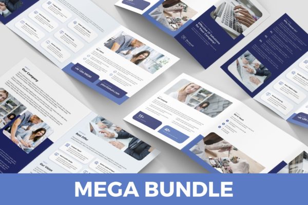 IT服务IT公司宣传折页传单设计模板 IT Services – Brochures Bundle Print Templates