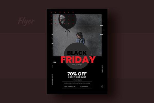 服装品牌创意黒五购物折扣广告海报传单设计模板 Black Friday Flyer Template