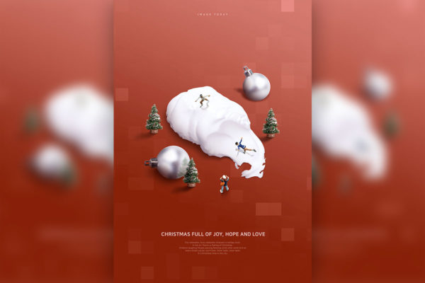 冬季圣诞节滑雪活动邀请海报psd模板