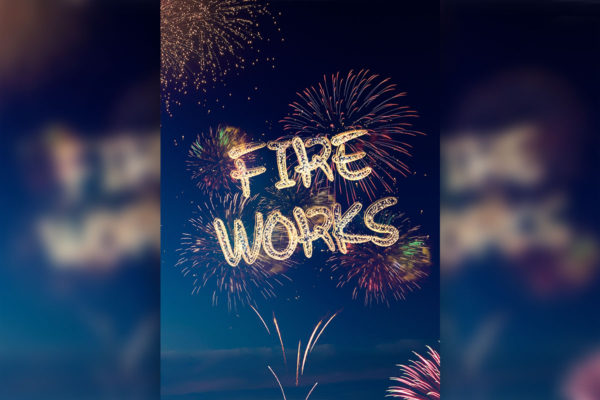 庆祝新年活动绚丽烟花海报psd素材