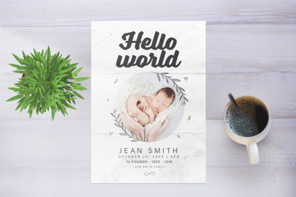 出生婴儿满月/百日宴庆祝邀请海报传单设计模板 Baby Shower Flyer