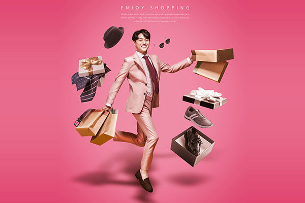 男士服装促销购物主题海报模板psd素材