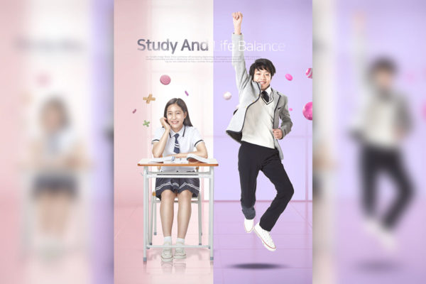 学习&生活平衡主题海报设计模板